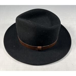 Vintage Pendleton Fedora Hat Cap Wool Black Felt w/Band Made in USA Medium